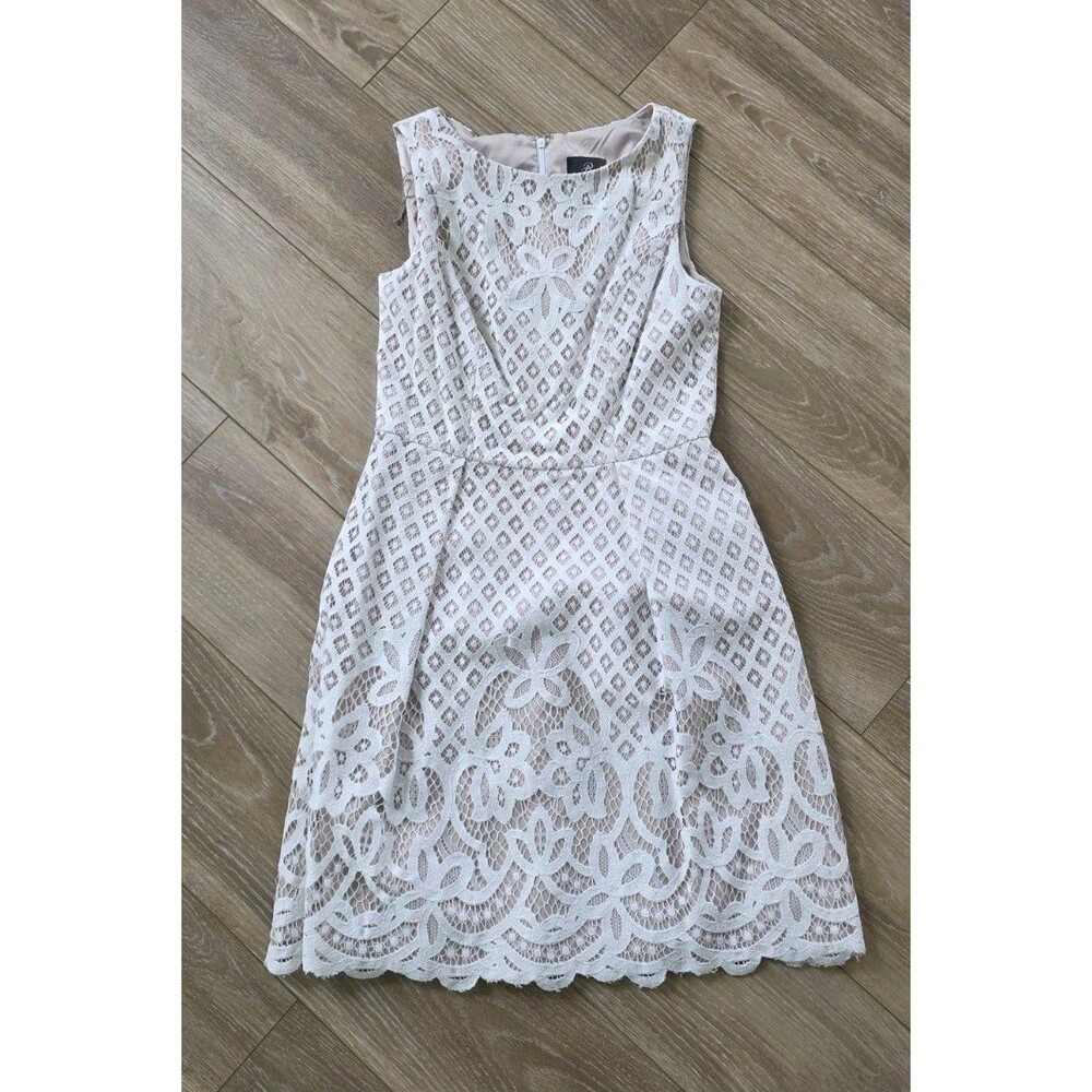 Adrianna Papell Women's White Lace Sleeveless Dress Size 4